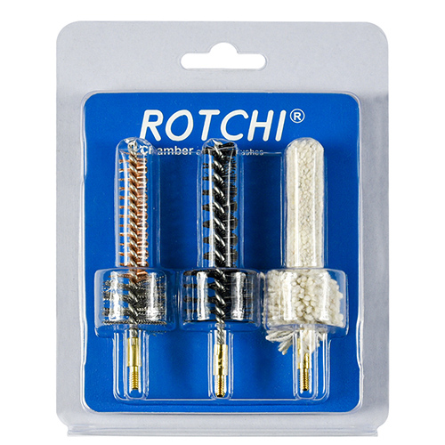 Set 3 în 1 perie pentru curățarea camerei puștii, pachet blister și card. Disponibil
