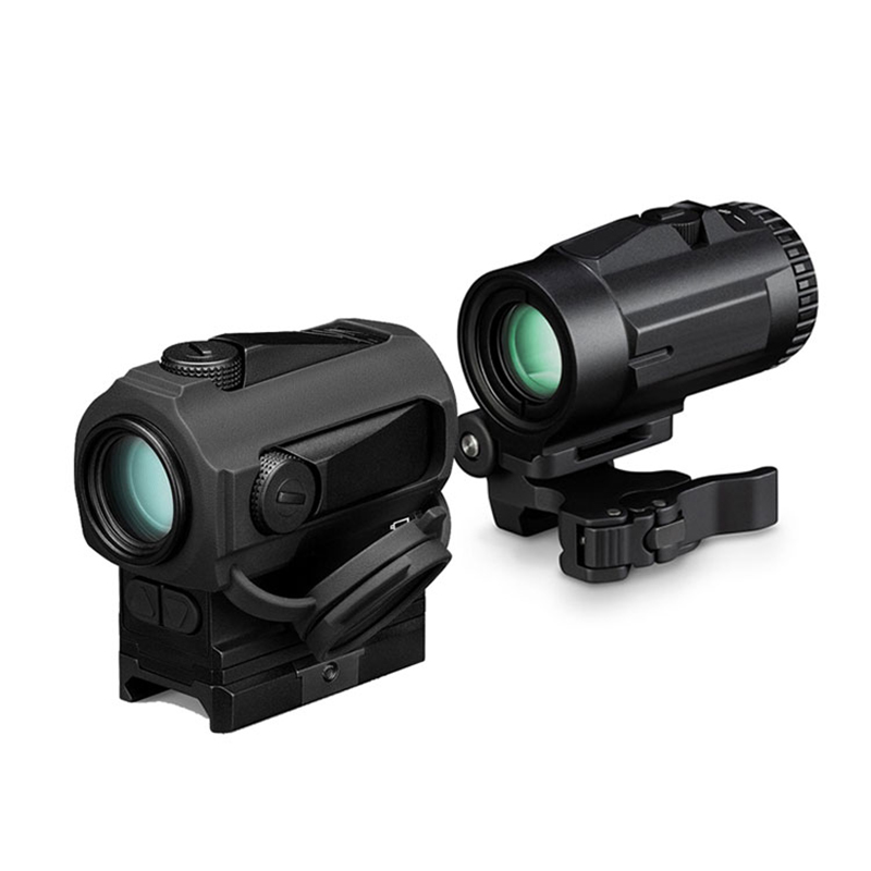 Lupă tactică 3X lunete optică lunetă de vânătoare ochiuri punct roșu cu montură QD pentru șină de pușcă de 20 mm
