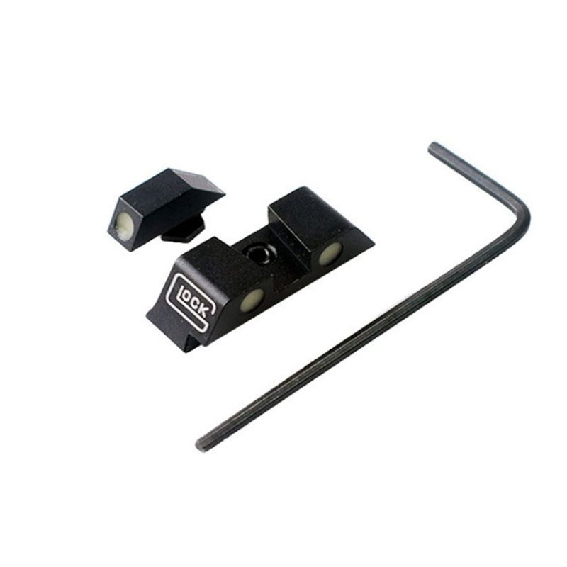 Pistol de vânătoare tactică Pistol de mână Oferă strălucitoare în întuneric Punct verde Set de lunete față și spate Glock 17 19 Obiective de noapte Glock