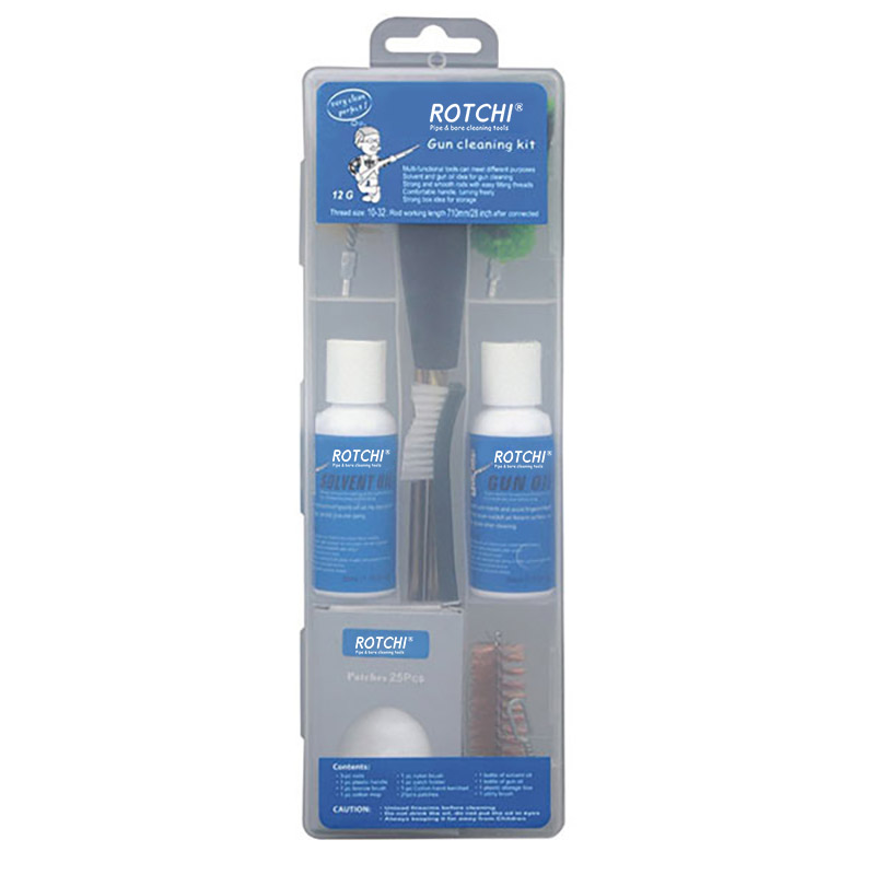 Kit de curățare pistol cu ​​aer comprimat cutie transparentă cu sticlă de ulei