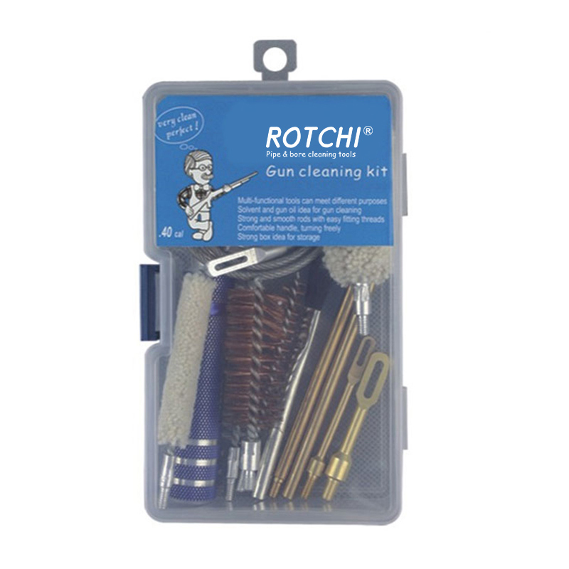Kit universal de curățare a pistolului, ambalat în cutie de plastic